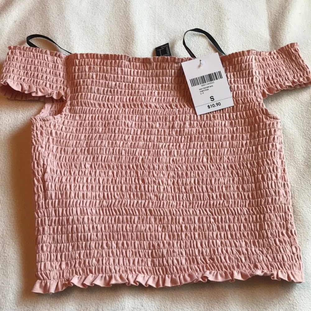Off the shoulder pink shirt